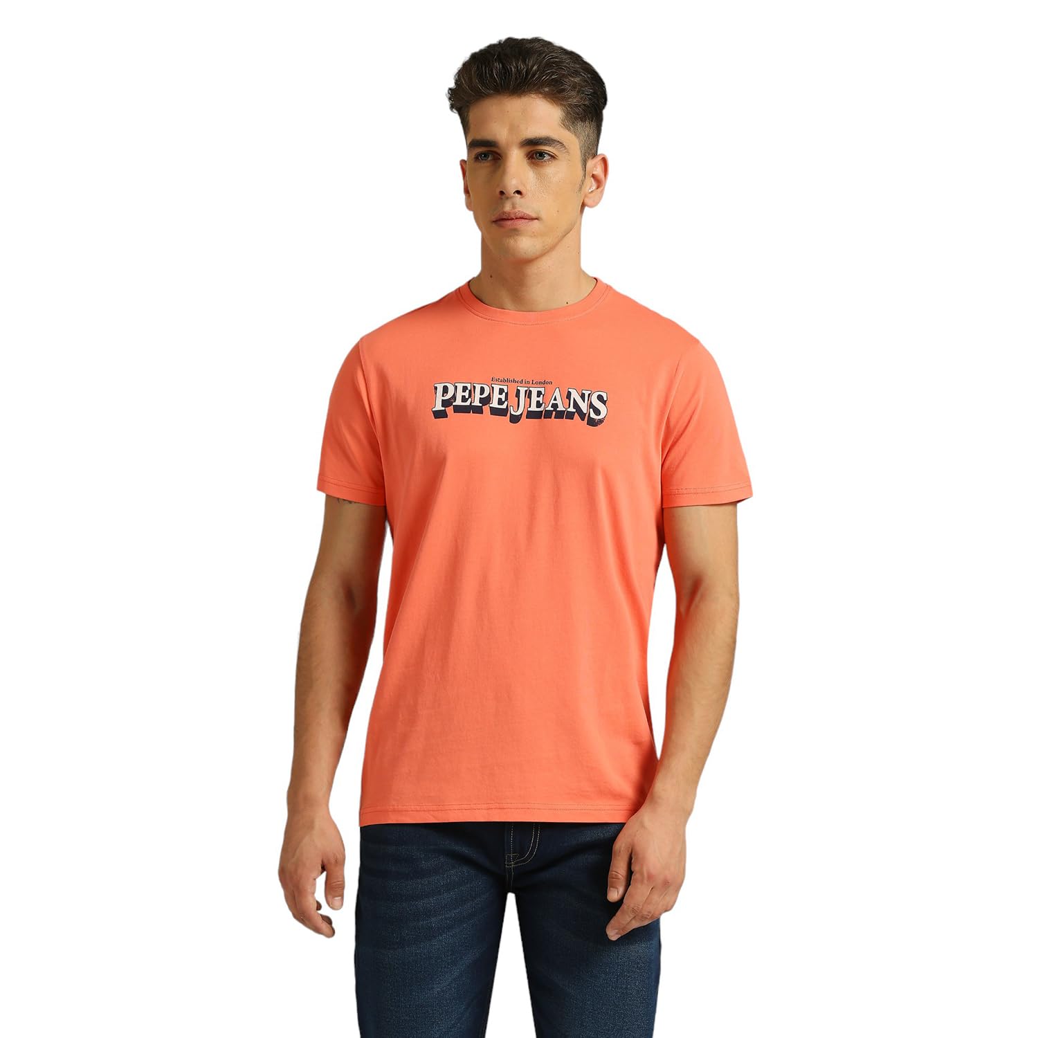 Pepe Jeans MenS Slim Fit T-Shirt (Pm509661_Coral Pink Orange