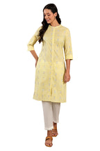 W Light Green Geometric Printed Cotton Regular Kurta For Women