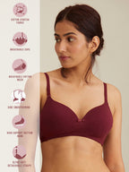 Nykd WomenS Cotton Lightly Padded Seamless Wire Free Everyday T-Shirt Bra For Women Daily Use Wireless, 3/4Th Coverage Bra, Nyb