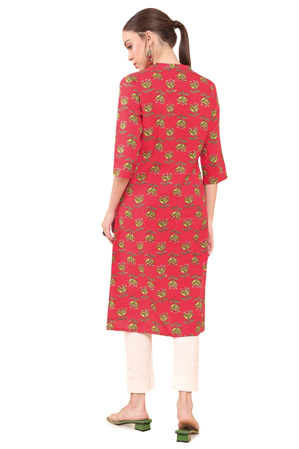Soch Women Red Rayon Floral Kurta