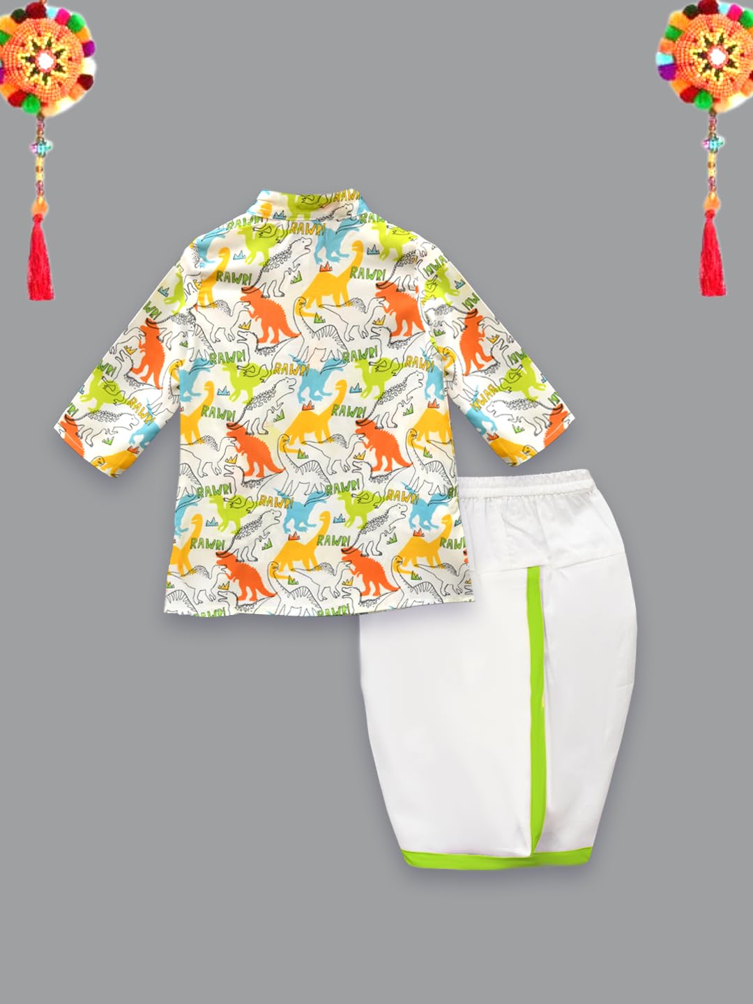 A.T.U.N. (ALL THINGS UBER NICE) Dianosaur Print Kurta & Dhoti Set