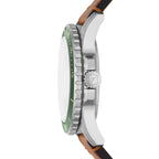 Fossil Men's Fossil Blue Quartz Stainless Steel and Leather Three-Hand Watch, Color: Silver, Sand (Model: FS5946)