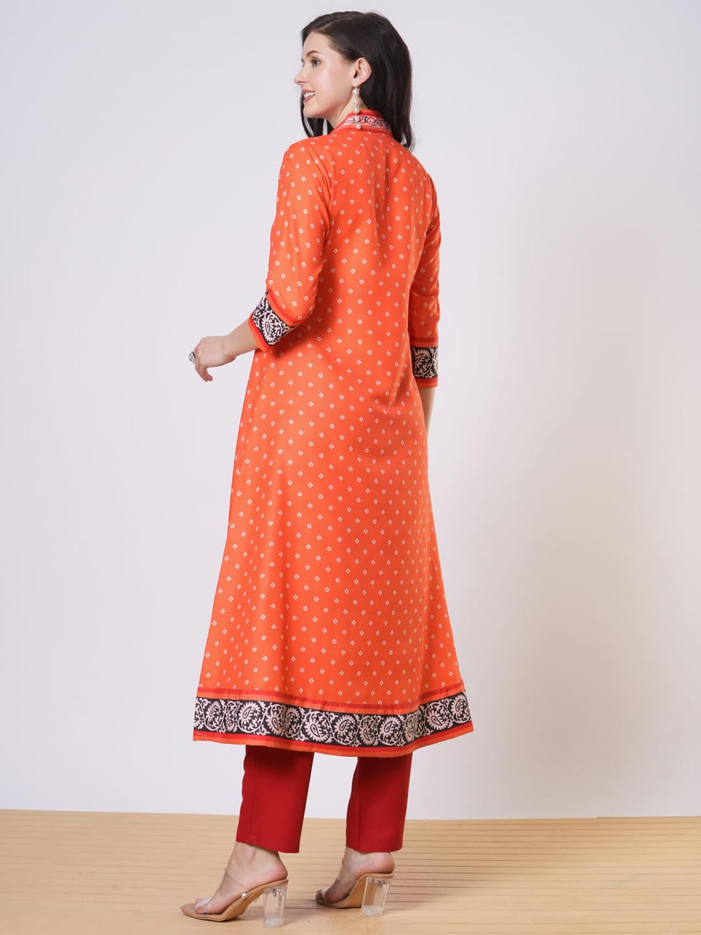 ANNI DESIGNER Womens Rayon Viscose Anarkali Printed Kurta with Pant (Karidos Orange-VKS02_XXL_Orange_XX-Large)