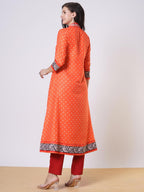 ANNI DESIGNER Womens Rayon Viscose Anarkali Printed Kurta with Pant (Karidos Orange-VKS02_XXL_Orange_XX-Large)