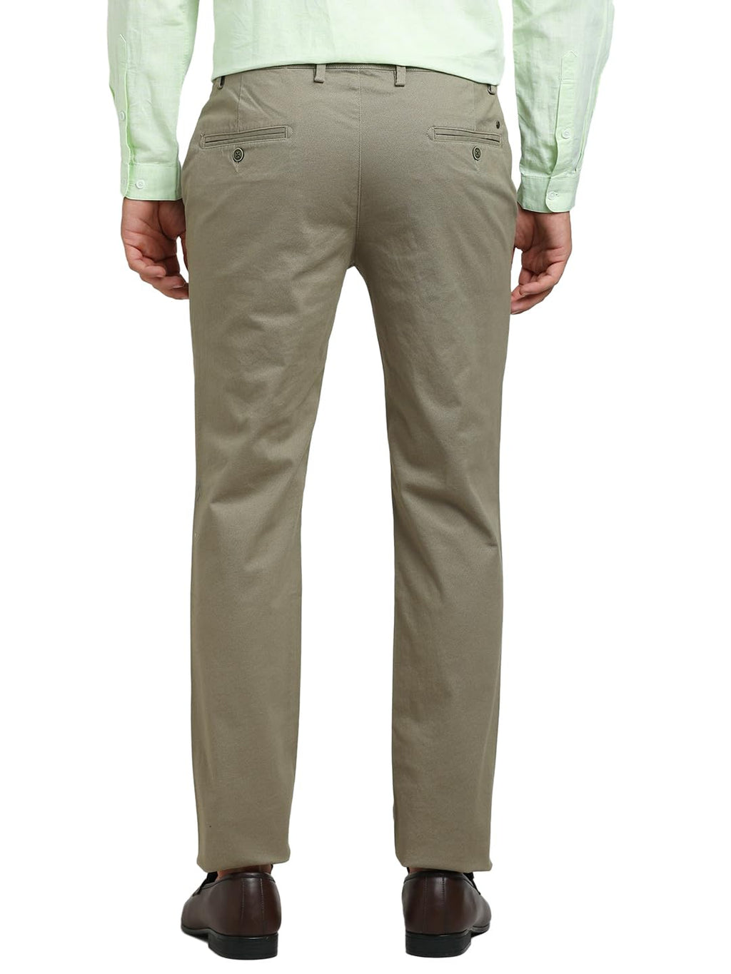 Turtle Men Cotton Stretch Ultra Slim Fit Olive Casual Trouser