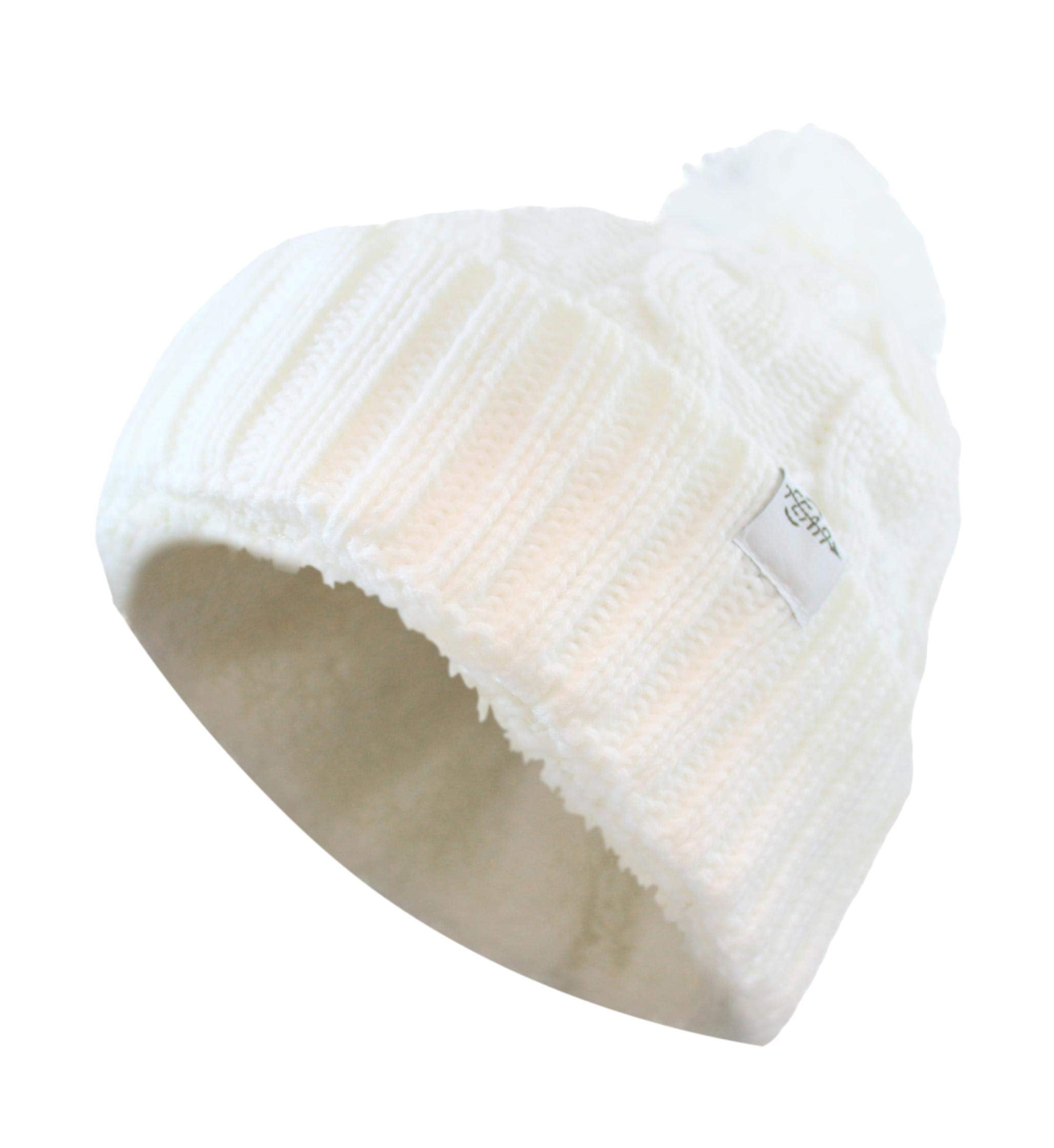 Fear0 NJ Warmest Plush Insulated Lining Knit cable cuff Fold Beanie Hat Women(D0102H79V8X)