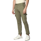 Hubberholme MenS Regular Fit Cotton Trousers With Patch Pockets, Ankle Length Button Closure Cargo Chinos Light Olive