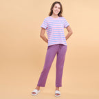 Enamor Essentials Womens E014-Mid Rise Slim Fit Basic Straight Leg Lounge Pants