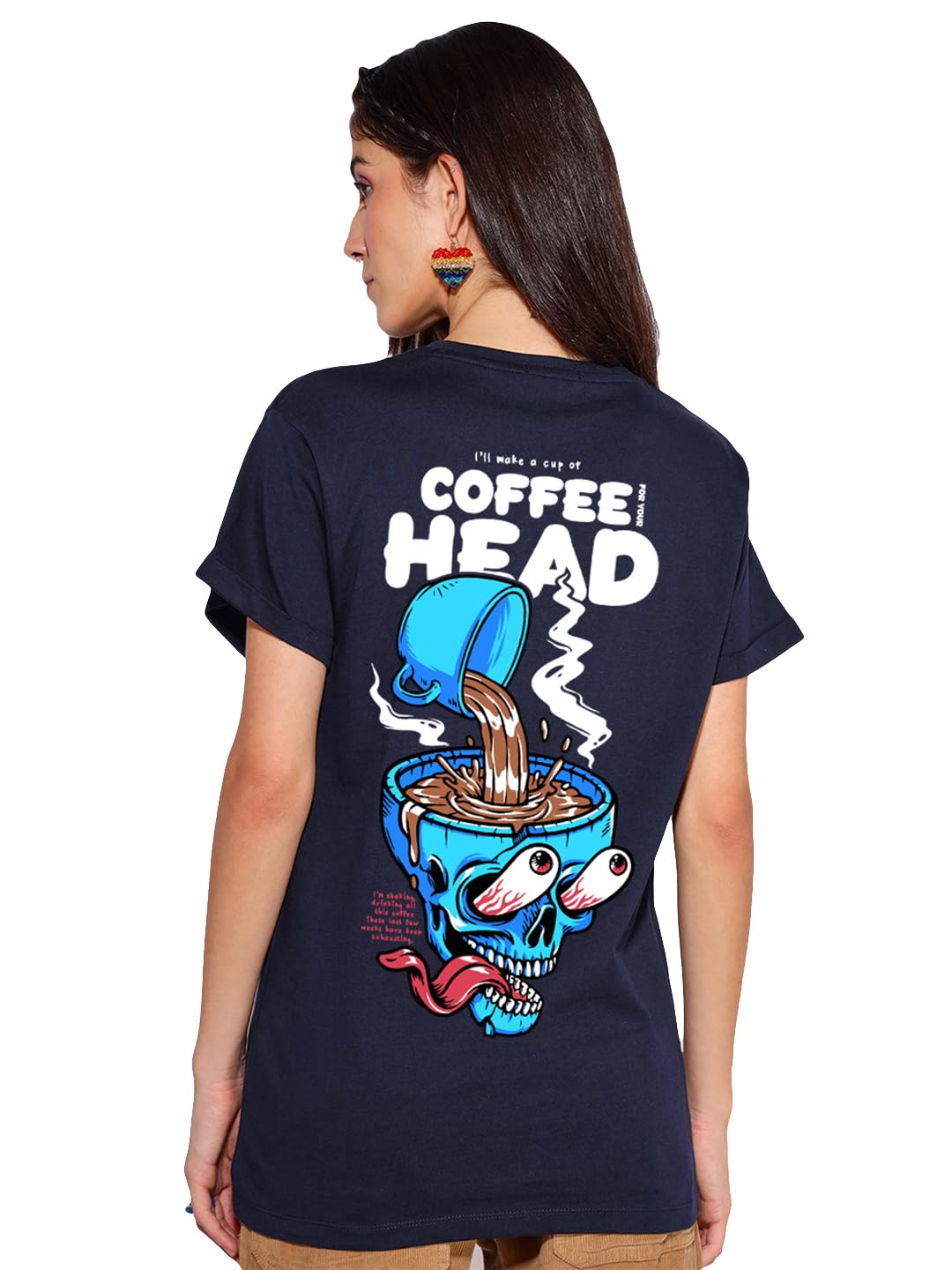 Bewakoof Womens Graphic Print Boyfriend Fit T-Shirt_612443_Blue_S