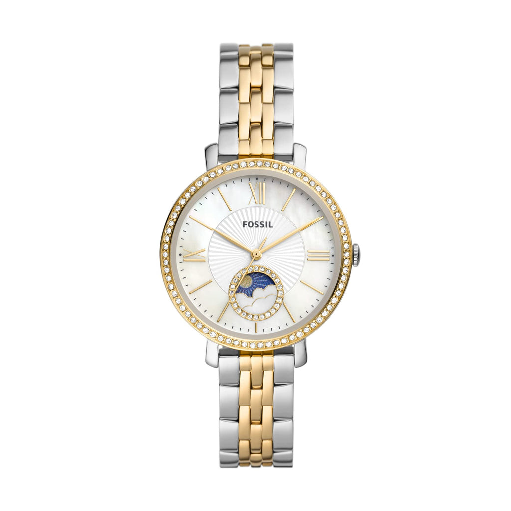Fossil Women's Jacqueline Quartz Stainless Steel Multifunction Moonphase Watch, Color: Gold/Silver (Model: ES5166)