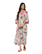 Varanga Women'S Floral Printed Sequinned Detail A-Line Kurta  Elegant Ethnic Wear For Women Party, Office, Festive & Traditional
