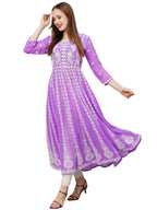 ANNI DESIGNER Womens Georgette Chikankari Embroidered Anarkali Kurti (Kari Purple_M_Purple_Medium)