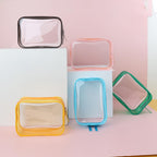 Clear Pouch Small, Clear Makeup Bag, 6.6x2.3x4.7 Size TSA Approved Toiletry Bag, Clear Travel Bags for Toiletries, Clear Cosmeti