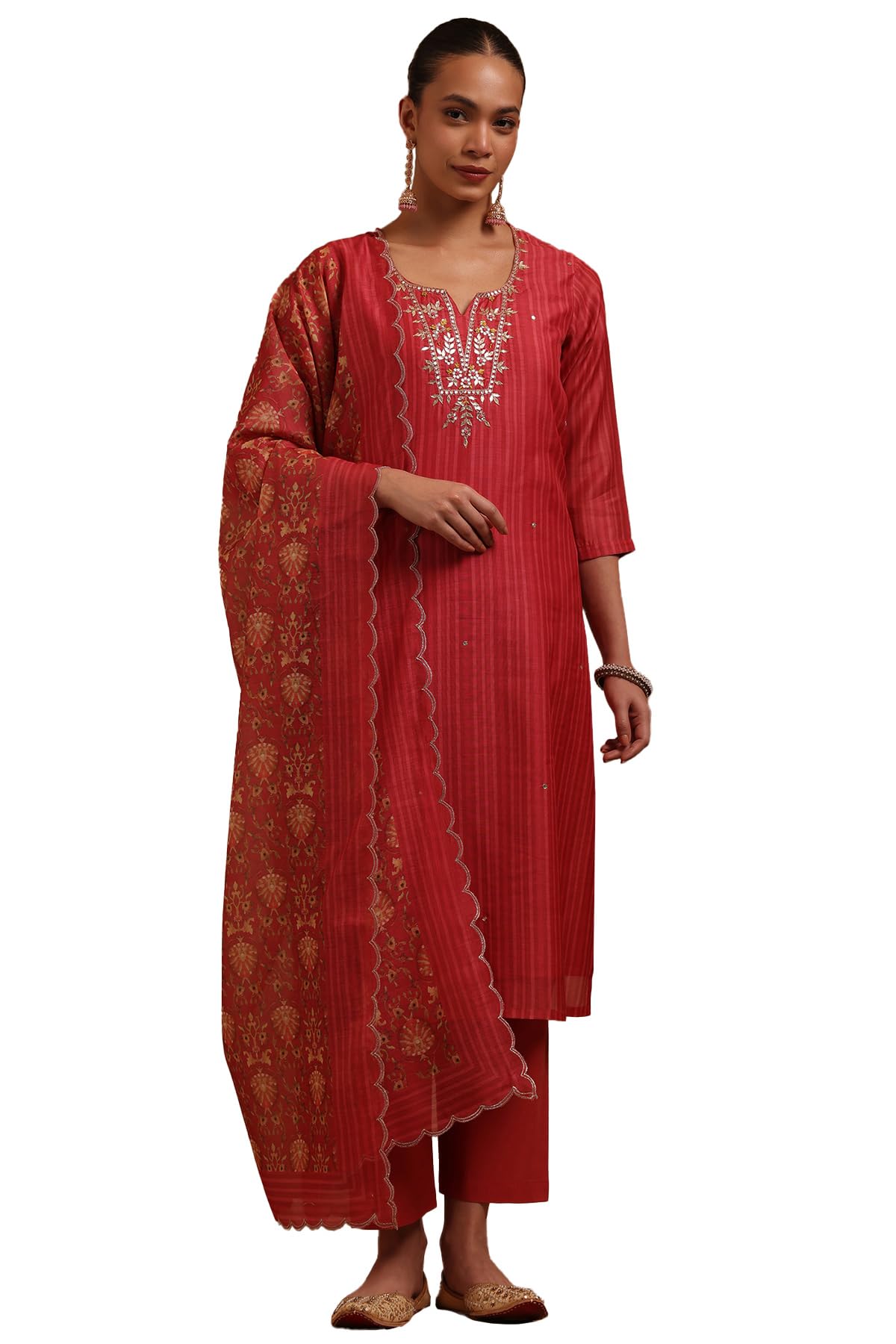 Soch Women Chanderi Embroidered Salwar Suit Set