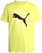 PUMA Boys' T-Shirt - Cat Logo T-Shirt for Boys - Athletic Crewneck Short Sleeve Tee (S-XL), Size Medium, GreenYellow