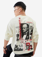 The Souled Store Official The Godfather: Honor Men and Boys Round Neck Long Sleeve White Graphic Printed Oversized Fit T-Shirts