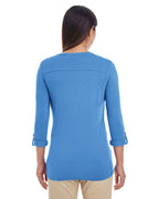Ladies Perfect FitY-Placket convertible Sleeve Knit Top - WHITE - XS(D0102H7YE7J)