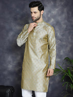 Jompers MenS Pista Woven Design Silk Blend Kurtas (Pista, S)