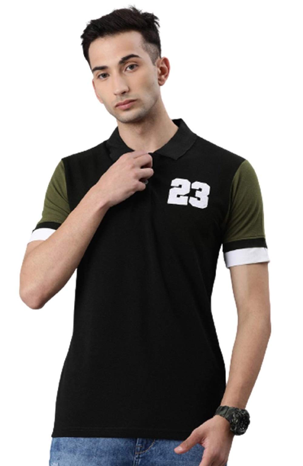 Veirdo Men's Cotton Short Sleeve Regular Fit Polo T-Shirt