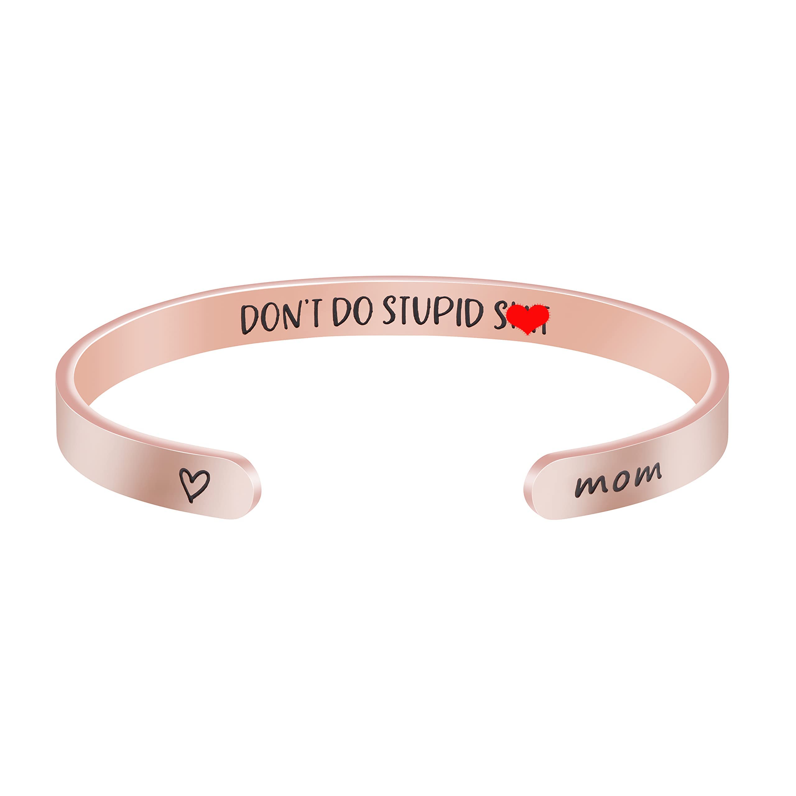 JoycuFF Christmas Gifts for Mom Mother Mommy Inspirational Cuff Bracelet Birthday Gifts for Mom Rose Gold Jewelry Mantra Mothers