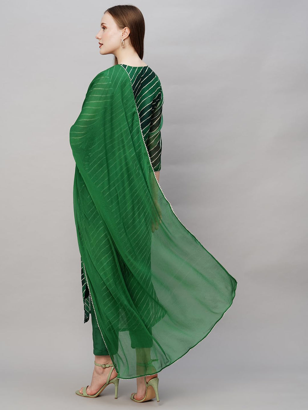 ANNI DESIGNER Womens Georgette Printed Straight Embroidered Kurta with Pant & Dupatta (RUPKLA Mehandi-NW_XXL_Green_XX-Large)