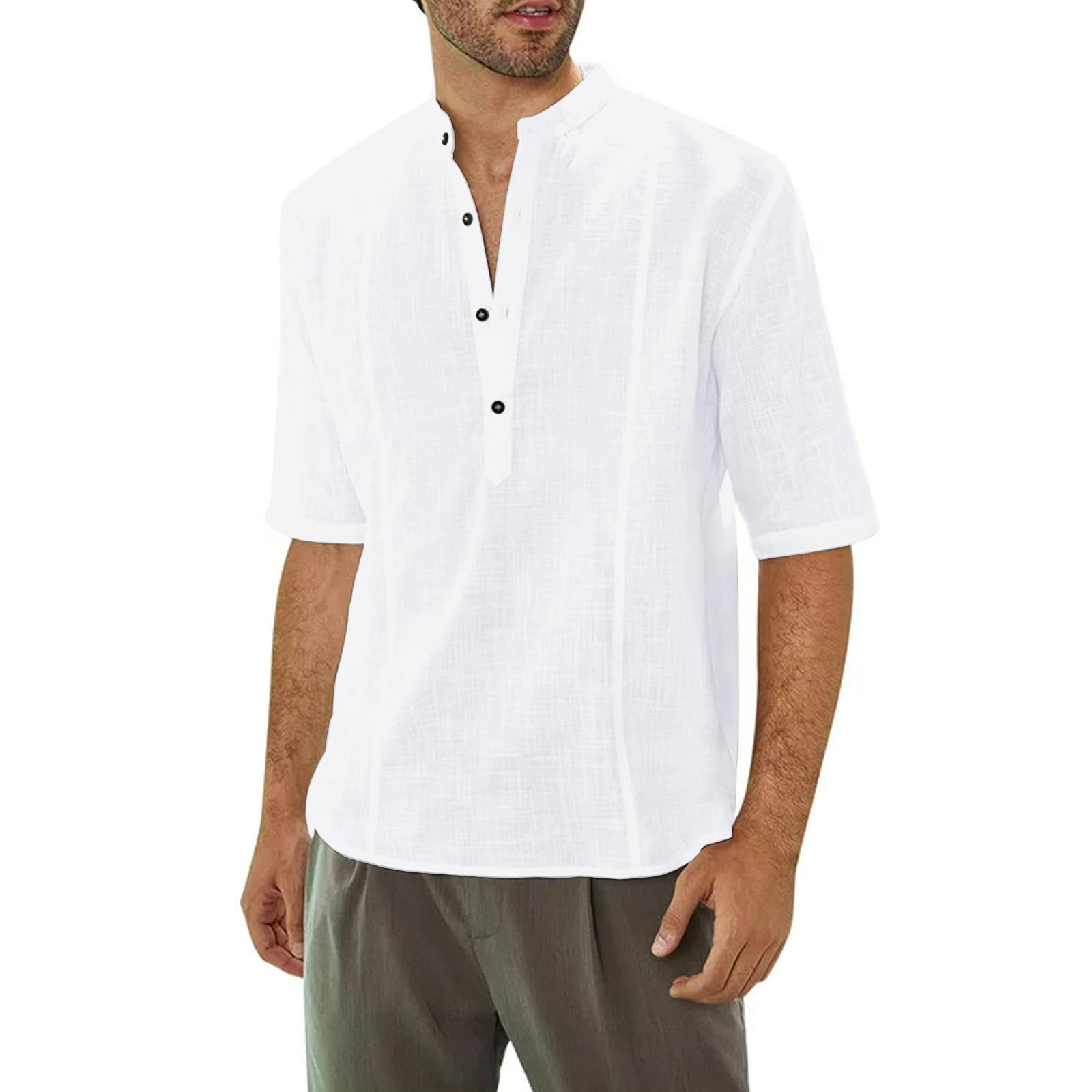 Be Active MenS Solid 100% Cotton Short Kurta With Mandarin Collar || 3/4Th Sleeves Short Kurta For Men Cotton || Stylish Short 