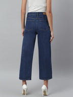 Kotty Womens Solid High Rise Cotton Lycra Blend Relaxed Fit Jeans