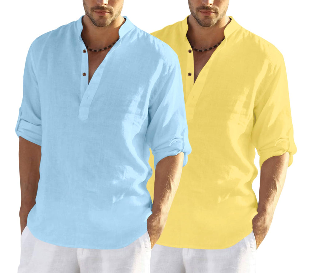 Finivo Fashion MenS Cotton Blend Solid Full Sleeve Combo Short Kurta Shirt