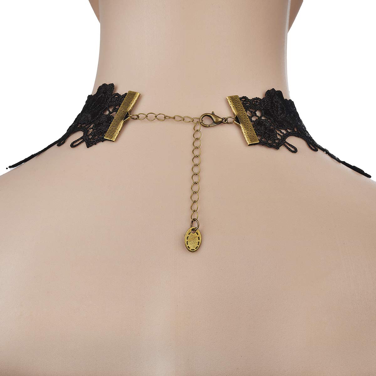 iWenSheng Halloween Costumes Jewelry for Women - Steampunk Black Lace Choker Necklace Gothic Jewelry Accessories, Vampire Choker