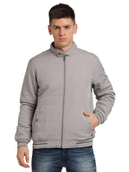 Turtle Men Polyester Solid Grey Zipper Windcheater Jacket