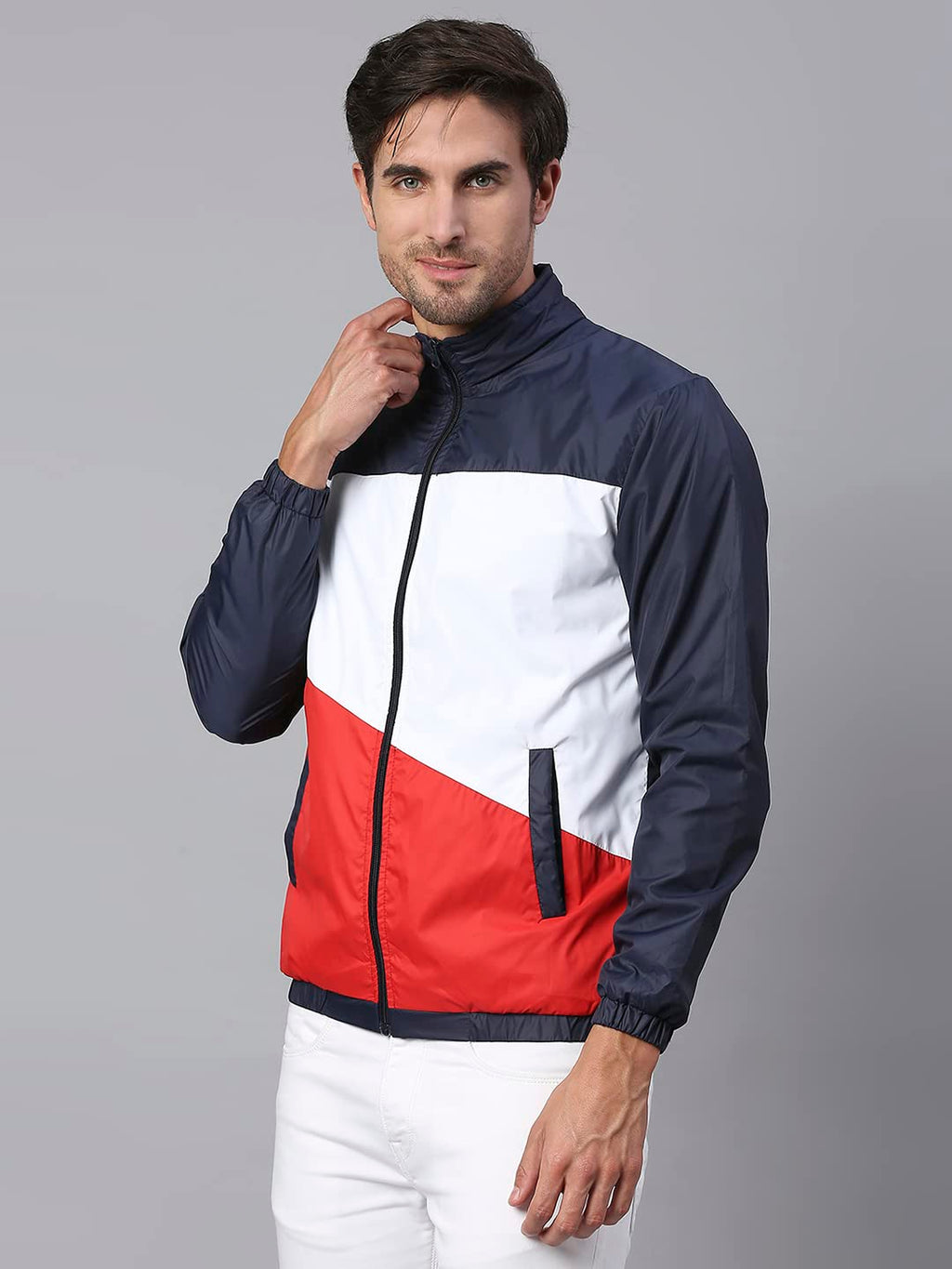 Dennis Lingo Polyester Regular Fit Full Sleeves MenS Color Block Shell Jacket With 2 Pockets - Lightweight Casual Winterwear Fo
