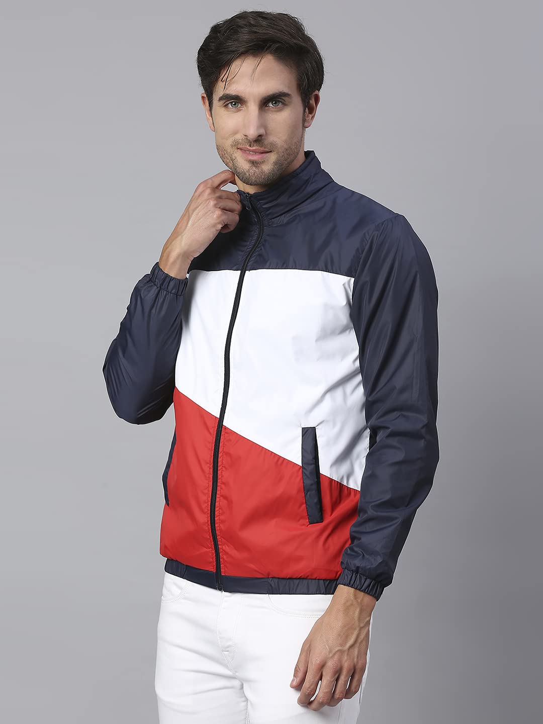 Dennis Lingo Polyester Regular Fit Full Sleeves MenS Color Block Shell Jacket With 2 Pockets - Lightweight Casual Winterwear Fo