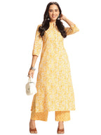 ANNI DESIGNER Womens Rayon Viscose Straight Printed Kurta with Palazzo (Nalagarh Yellow_S_Yellow_Small)