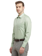 Turtle Men 100% Cotton Slim Fit Light Green Printed Full Sleeve Formal Shirt