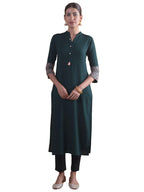 Libas Women'S Rayon Solid Straight Kurta (7691_Green