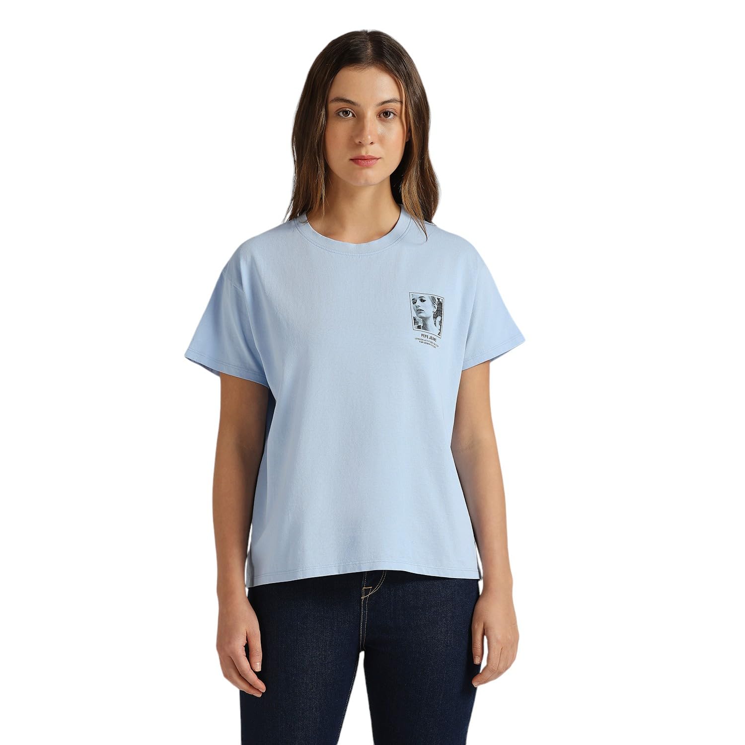 Pepe Jeans WomenS Relaxed Fit T-Shirt (Pl506095_Bay Blue