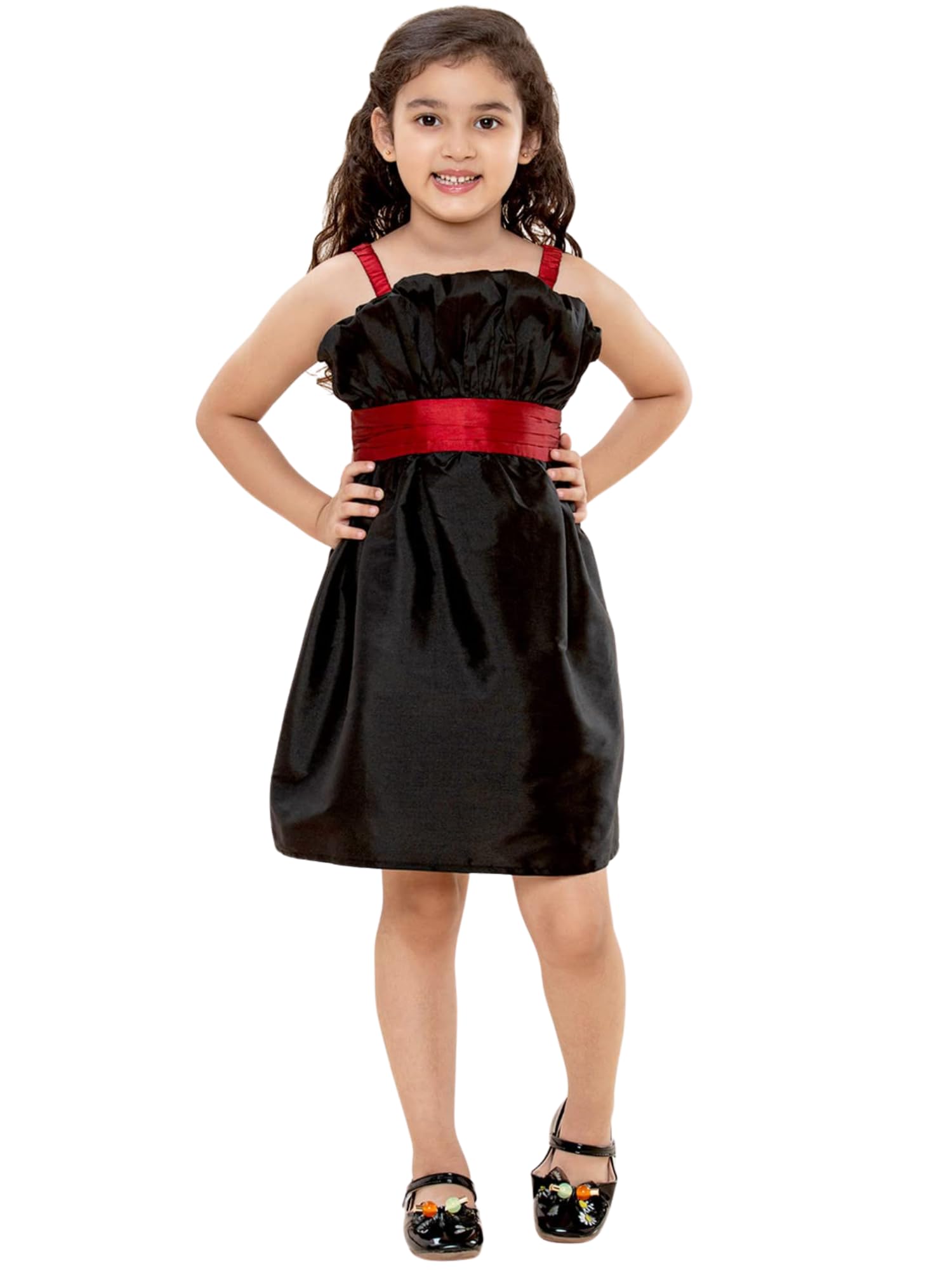 A.T.U.N. (ALL THINGS UBER NICE) Girls Special Occasion Party Frock Dress Black-Maroon