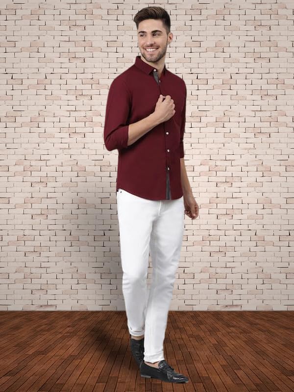 Tee Projekt Cotton Spread Collar Long Sleeve Shirt for Men Formal Shirt Casual Men Shirt