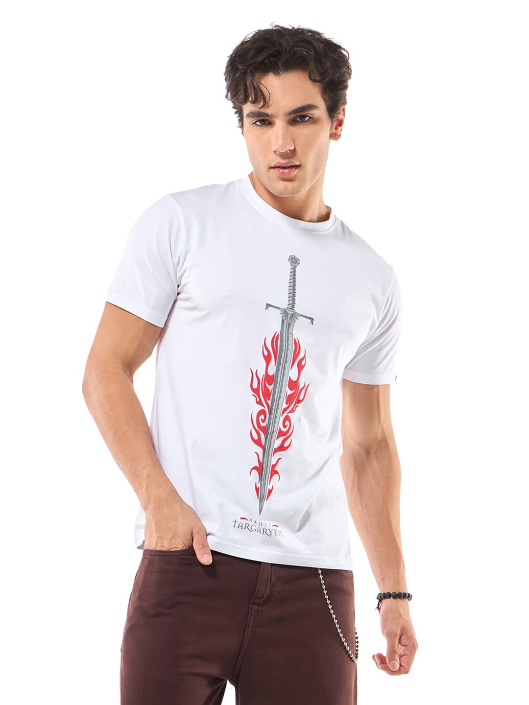 Bewakoof Official House of The Dragon Merchandise Mens Graphic Printed Regular Fit Half Sleeve Round Neck Cotton Jersey T-Shirt