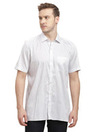 Turtle Men 100% Cotton Regular Fit White Digital Printed Half Sleeve Formal Shirt