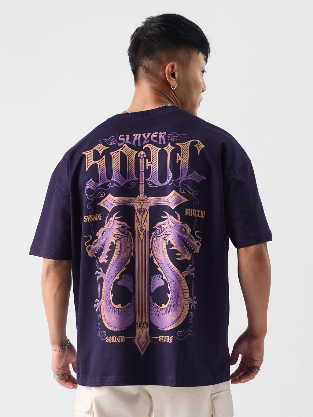 The Souled Store Original Slayer Men Oversized T-Shirts Purple