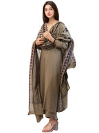 ANNI DESIGNER Womens Rayon Viscose Straight Solid Kurta with Pant & Dupatta (Tarnish CHIKU_M_Beige_Medium)