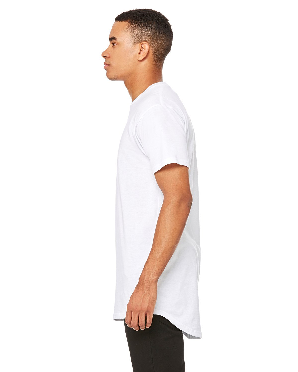 Mens Long Body Urban T-Shirt - WHITE - S(D0102H7WY78)