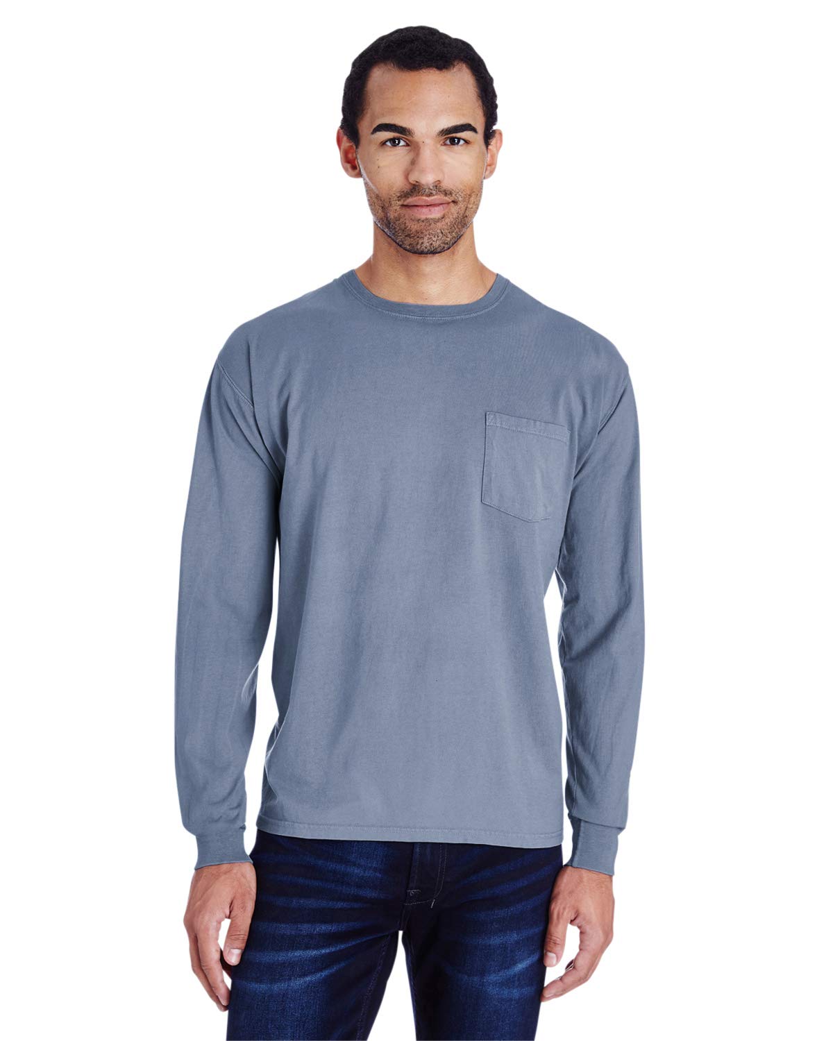 Unisex garment-Dyed Long-Sleeve T-Shirt - BLAcK - S(D0102H7DES2)