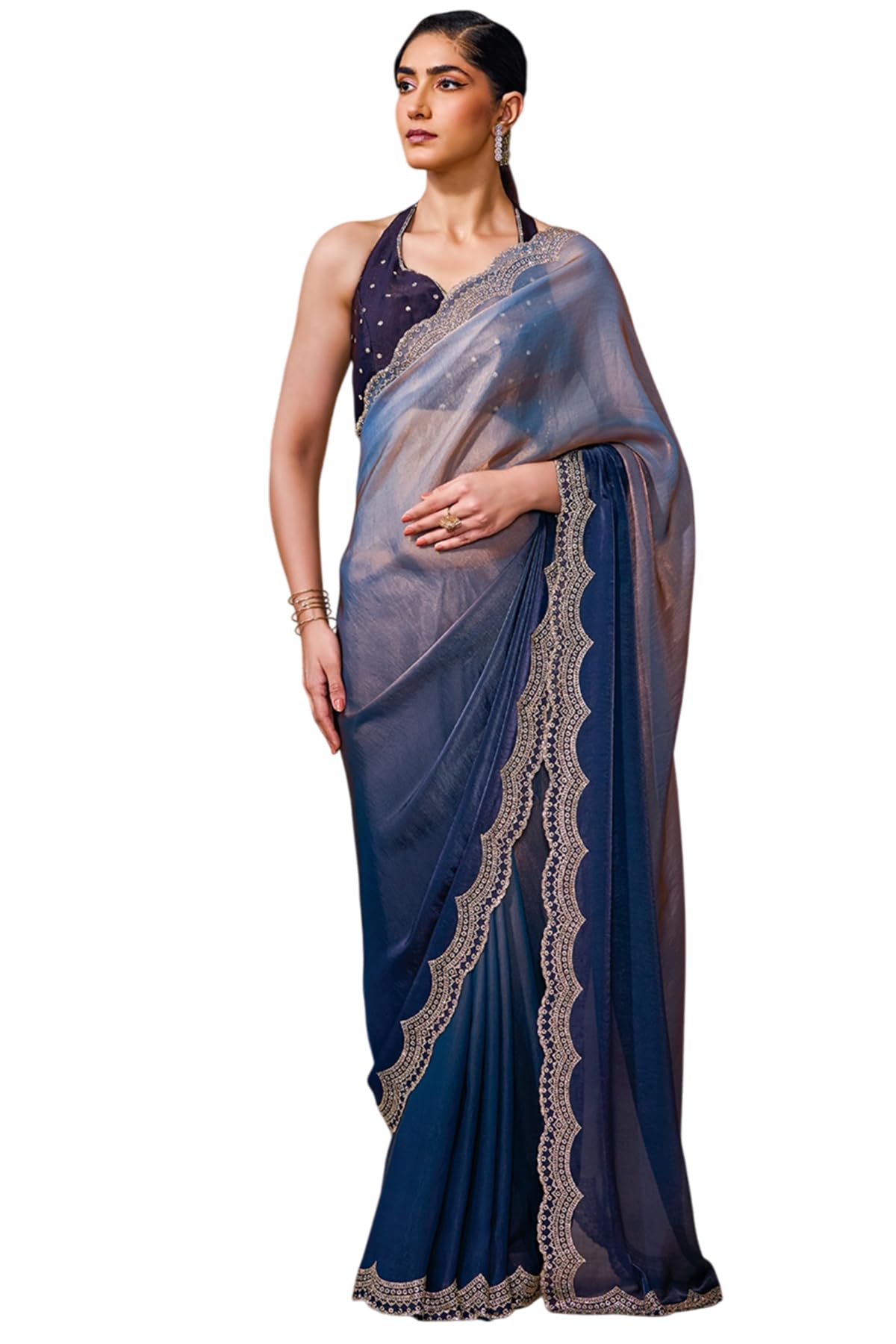 Soch Women Fendy Satin Ombre Saree with Work