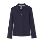 French Toast girls Uniform Long Sleeve With Picot Collar (Standard & Plus) Polo Shirt, Navy, 10 12 US