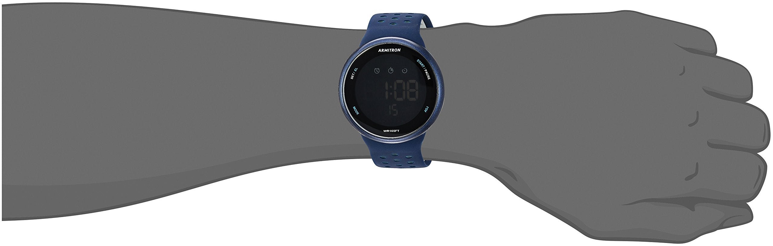 Armitron Sport Quartz Fitness Watch with Silicone Strap, Blue, 22 (Model: 40/8423NVY)