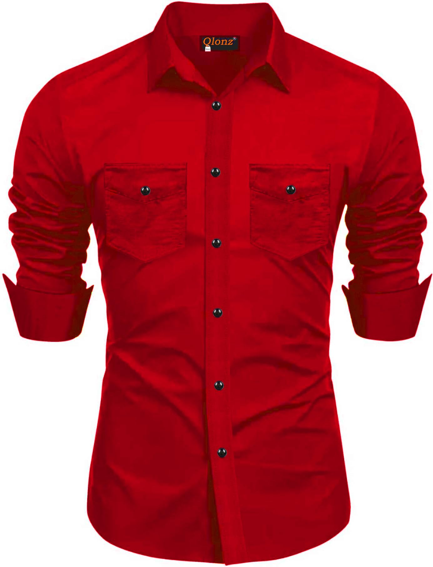 Rebelify MenS Cotton Blend Shirt With Pockets Full Sleeves Collared Neck Solid Pattern Botton Down Closure Relaxed Fit And Stan