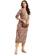 ANNI DESIGNER Womens Cotton Blend Printed Straight Kurta with Pant (Kalam Red_M_Red_Medium)