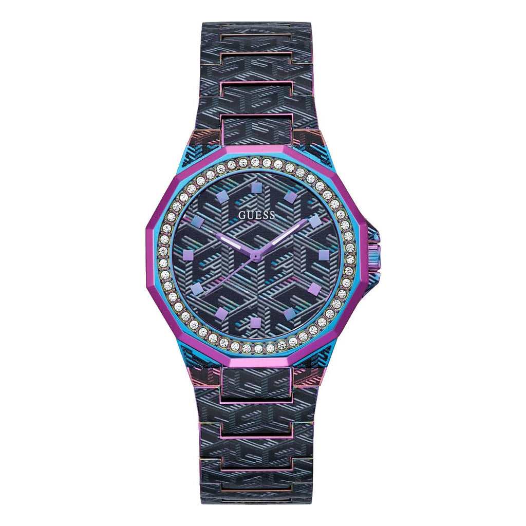 GUESS Women's 38mm Watch - Multi-Color Bracelet Black Dial Iridescent Case